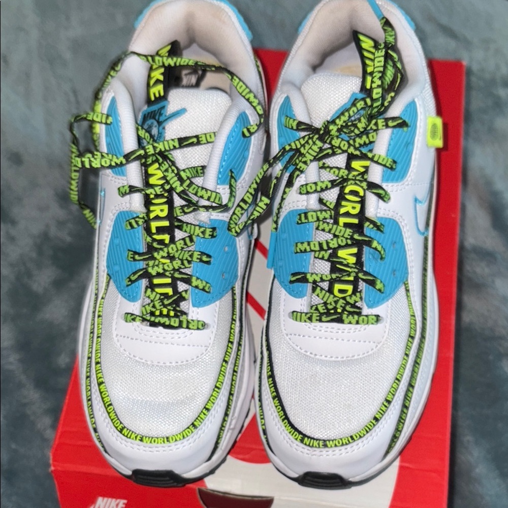 Nike White and Blue Sneakers